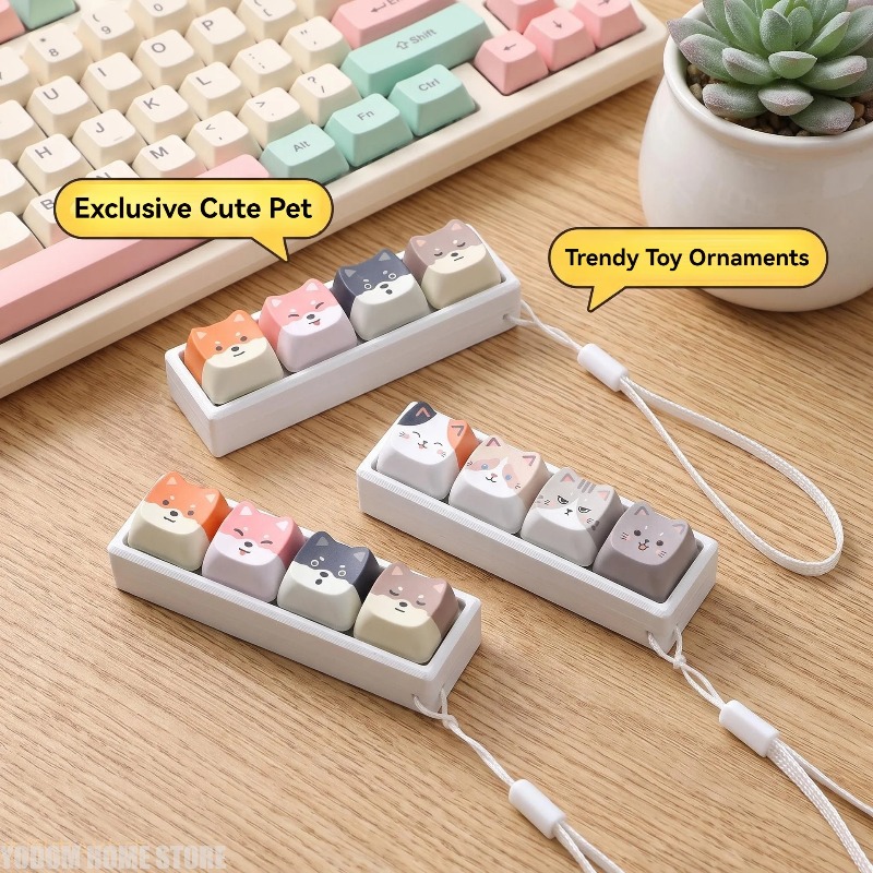 만화 고양이 키캡 프레스 장난감 키체인 1-4키 기계식 - Gaming Accessories Toys 리뷰 및 가격